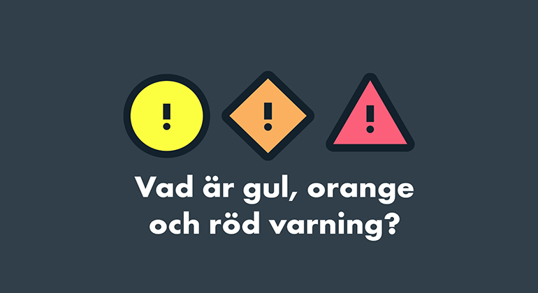 Symboler för gul, orange och röd vädervarning
